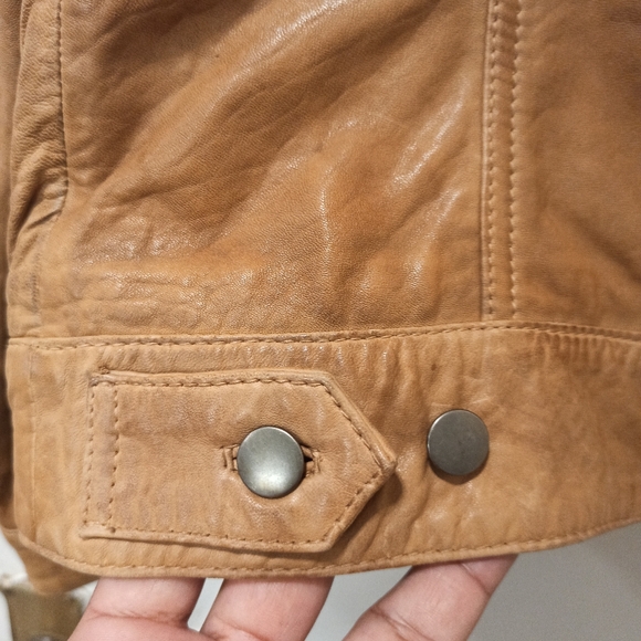 LUCKY BRAND women's Leather Trucker Jacket. SZ XS - Picture 10 of 16